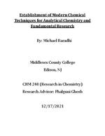 Establishment of Modern Chemical Techniques for Analytical Chemistry and Fundamental Research